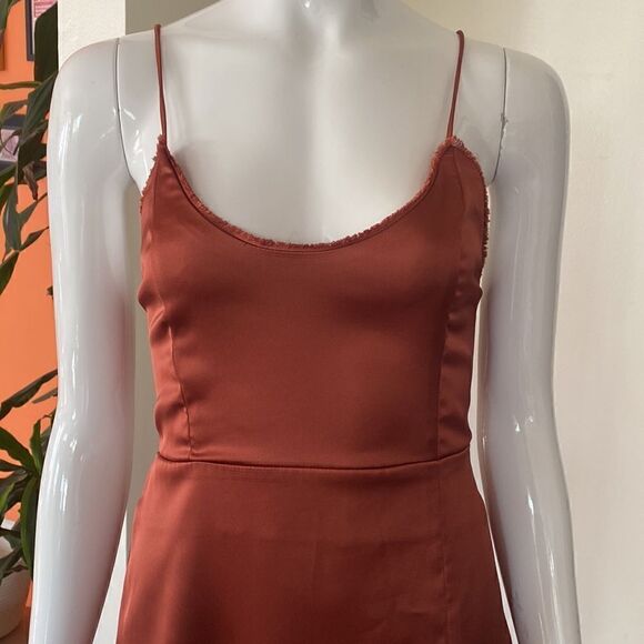 Steele Copper Tie Back Cut Out Slip Maxi Dress with Thigh Split Size Small - Picture 3 of 13